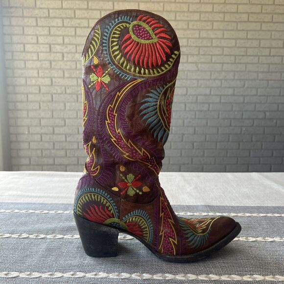 Old Gringo Tiegan Western Cowboy Boots Extremely Rare 7.5 Colorful Embroidered - Picture 16 of 16